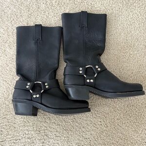 Frye Black Leather Moto Boots